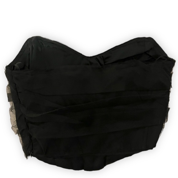 Zara CORSETRY-INSPIRED TULLE CROP TOP Black XS - Picture 13 of 15